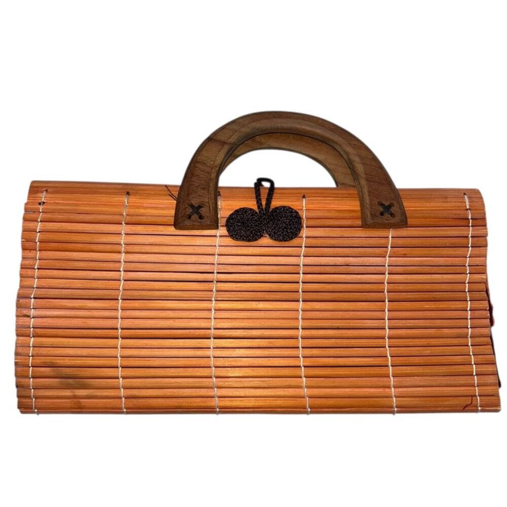 orange wood slats hand bag purse